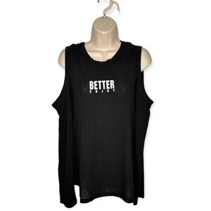 Shein Curve Better Enjoy Cold Shoulder Black Long Sleeve Top‎ Women's Size 3XL